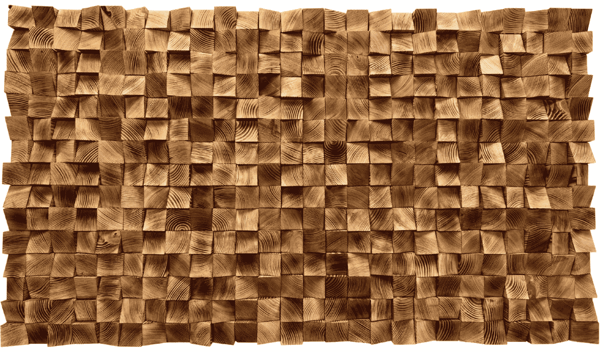 Burned Pixel Wall Art – Wooden Wall Decor, Geometric Wood Wall Art for Living Room & Office