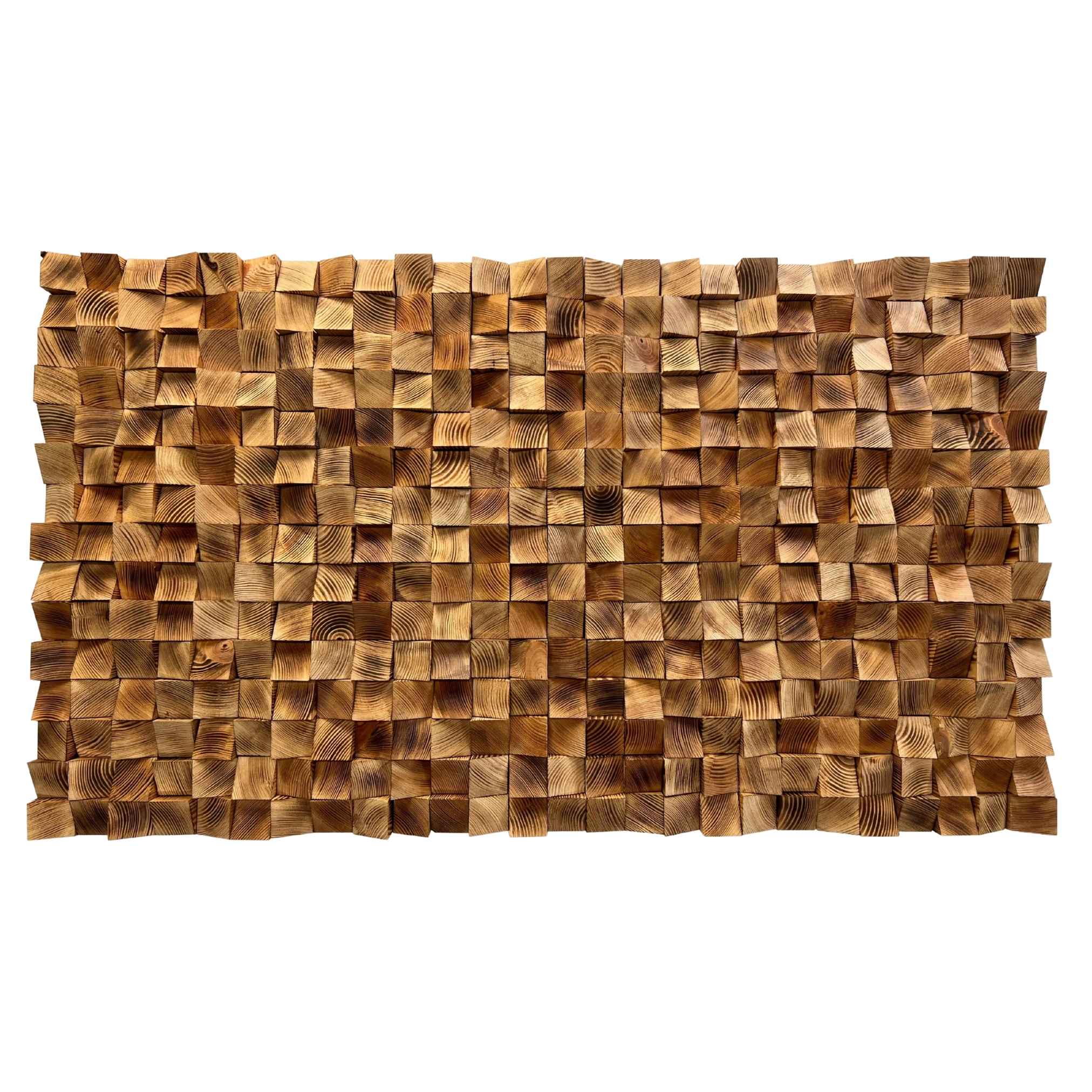 Burned Pixel Wall Art – Wooden Wall Decor, Geometric Wood Wall Art for Living Room & Office